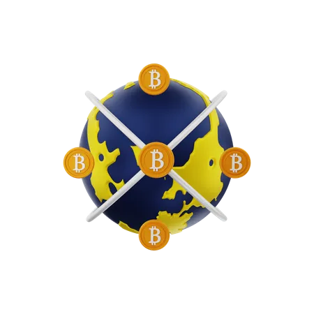 Global Bitcoin 3D Illustration