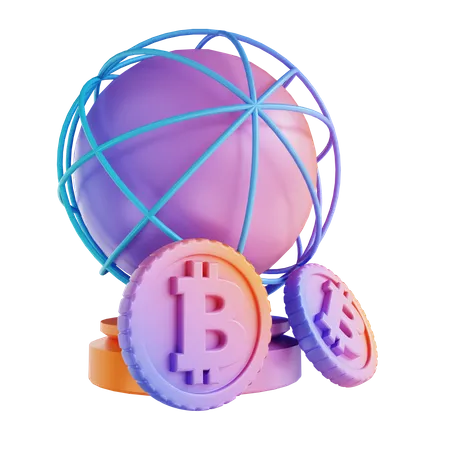 Global bitcoin  3D Illustration