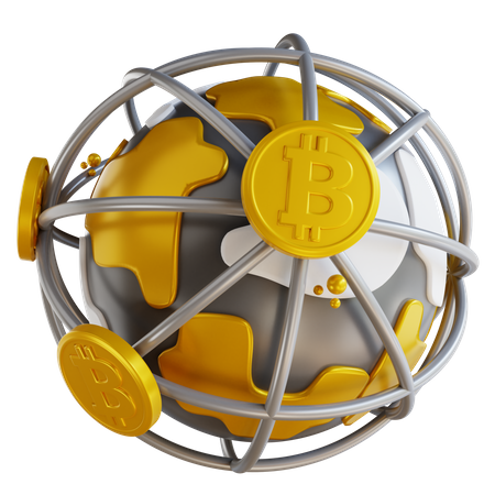Global Bitcoin  3D Illustration