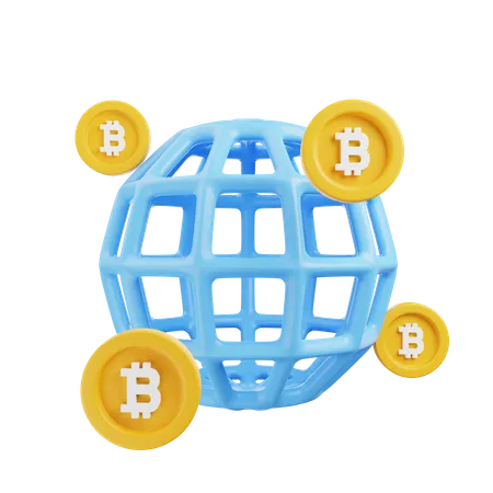 Bitcoin global  3D Illustration