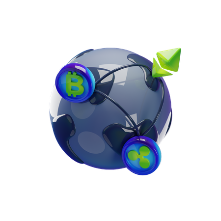 Global bitcoin dark  3D Icon