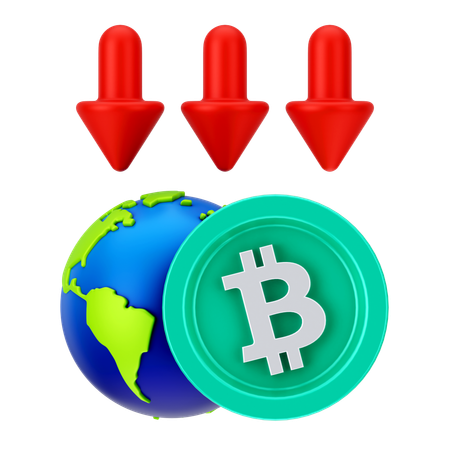 世界的なビットコイン損失  3D Icon