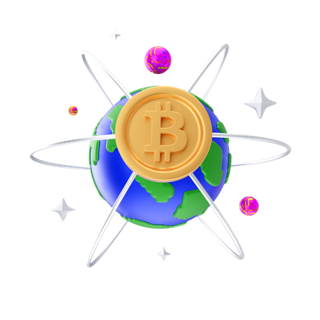 Global Bitcoin Network  3D Illustration