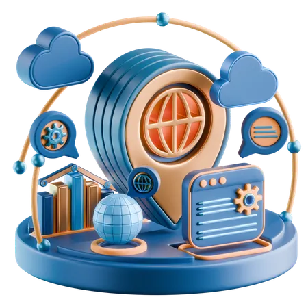 Global Business Location  3D Icon