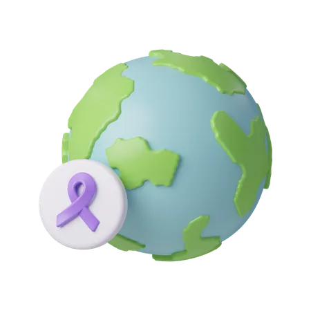 3 D Global Cancer Awareness Day World Cancer Day Concept February 4 Raise Awareness Prevention Detection Treatment Icon Design 3 D Illustration 3D Icon