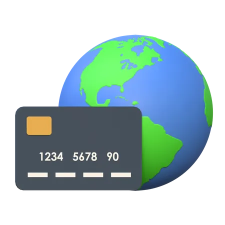 Global Card Emoney Service Finance Icon 3 D Illustration 3D Icon