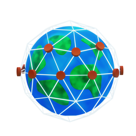 Global Cloud Network  3D Icon