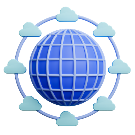 Global Cloud Sharing  3D Icon