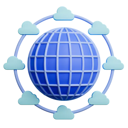Global Cloud Sharing  3D Icon