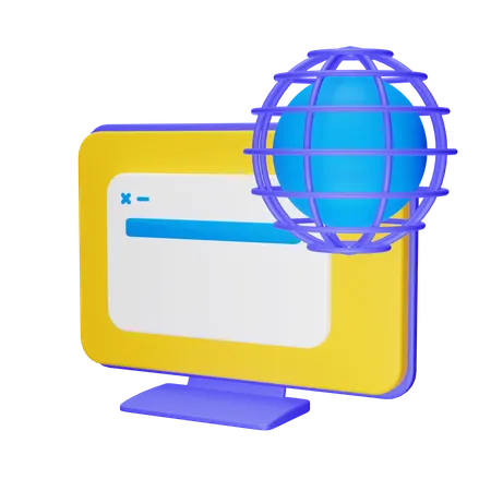 Global Computer 3 D Illustration 3D Icon