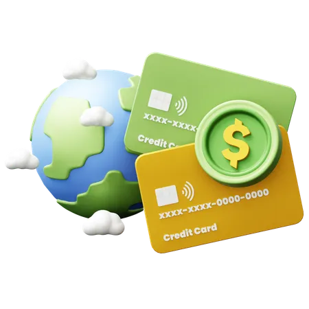 Global Credit Card  3D Icon