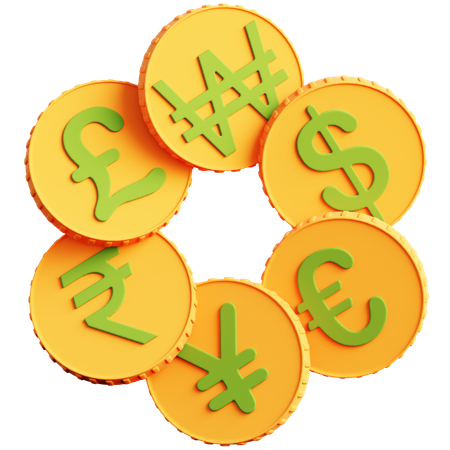 Global Currency Symbols  3D Icon