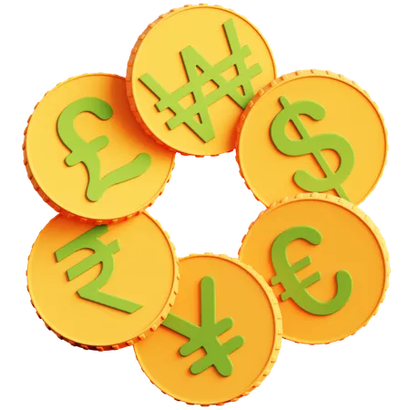 Global Currency Symbols  3D Icon