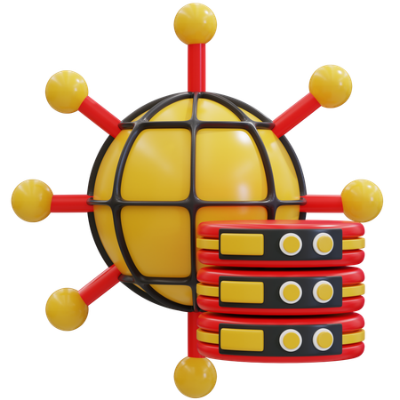 Global Data Network Structure  3D Icon