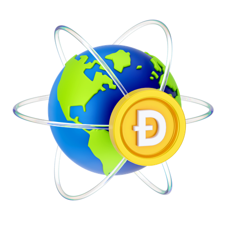 Dogecoin global  3D Icon