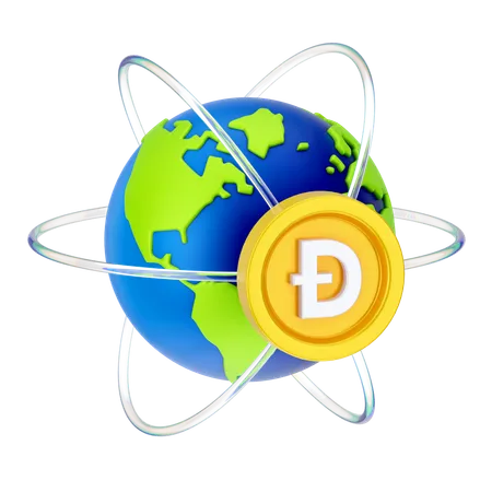 Dogecoin global  3D Icon