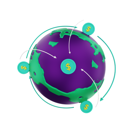 Global dollar earnings  3D Icon