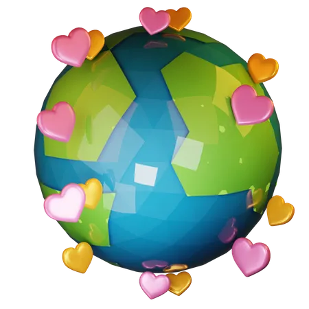Global Ecological Love 3D Illustration