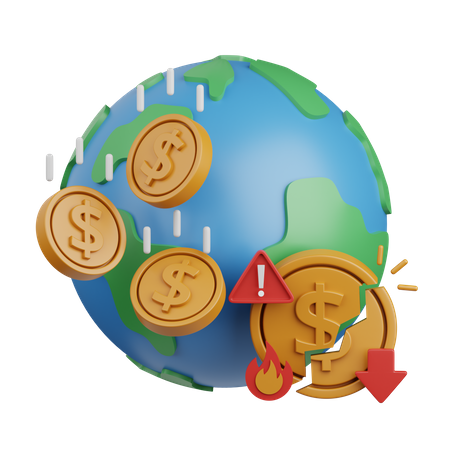 Global Economy Down  3D Icon