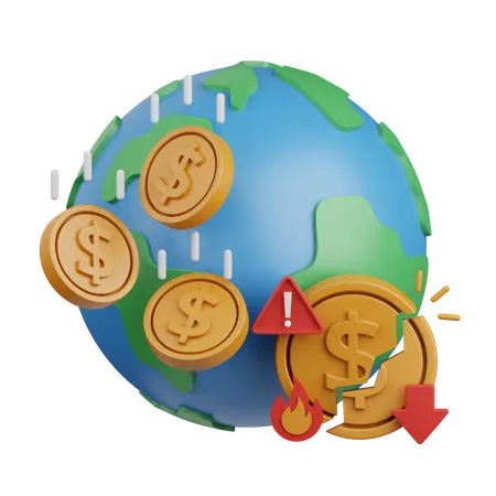 Global Economy Down  3D Icon