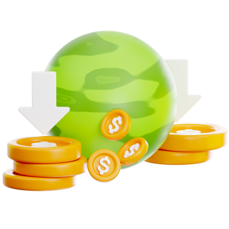 Global Economy Drop  3D Icon