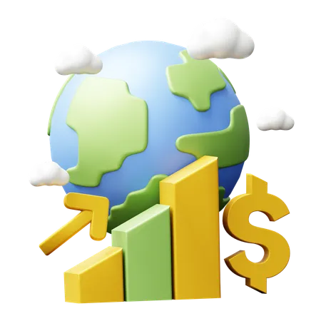 Global Economy Growth  3D Icon