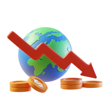 世界経済の所得減少  3D Icon