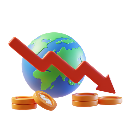 Global Economy Income Drop  3D Icon