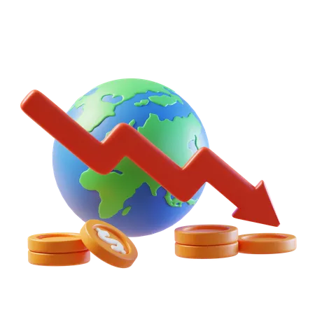 Global Economy Income Drop  3D Icon