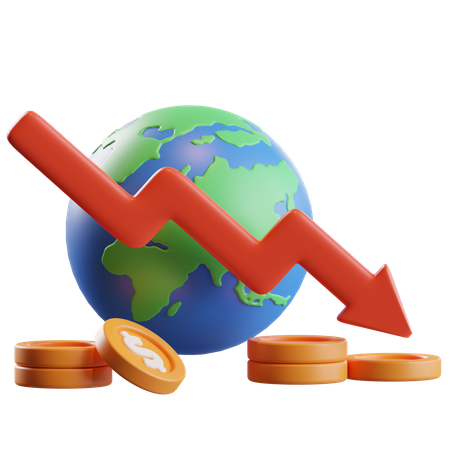 Global Economy Income Drop 3D Illustration