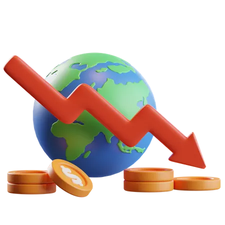 Global Economy Income Drop  3D Icon