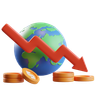 global economy income drop symbol