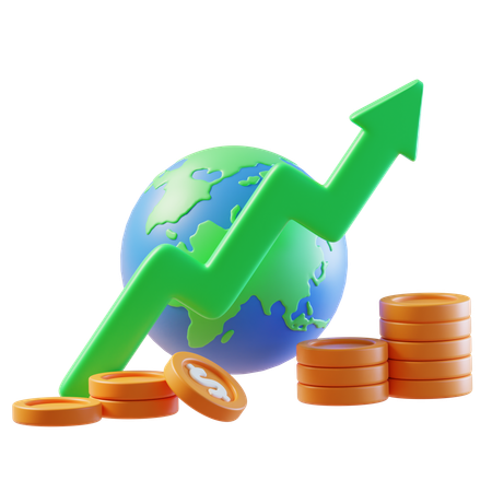 Global Economy Income Growth  3D Icon