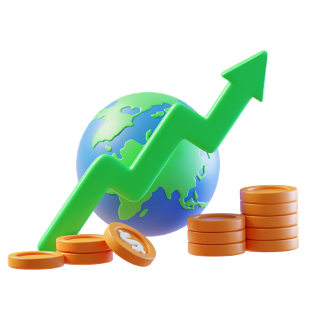 Global Economy Income Growth  3D Icon
