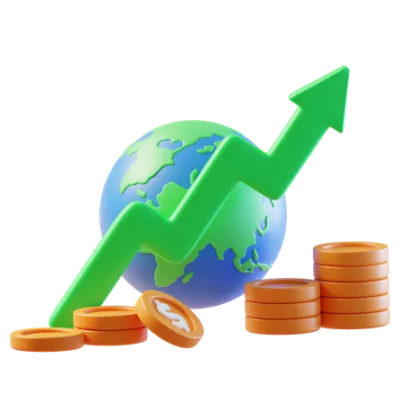 Global Economy Income Growth  3D Icon