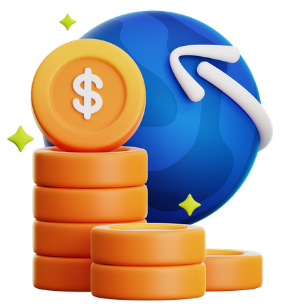 Global Economy Income Growth  3D Icon