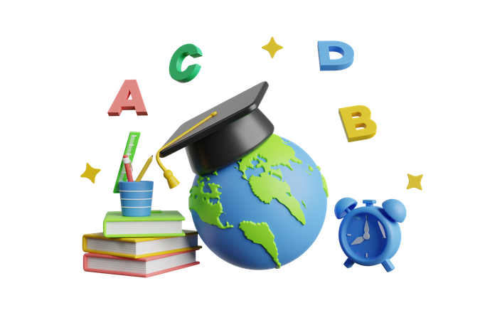 Global Education  3D Illustration