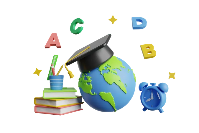 Global Education  3D Illustration