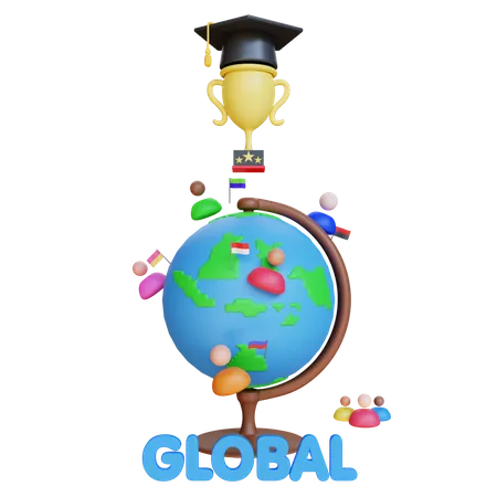 3 D Render Global Education Graduate 3D Illustration