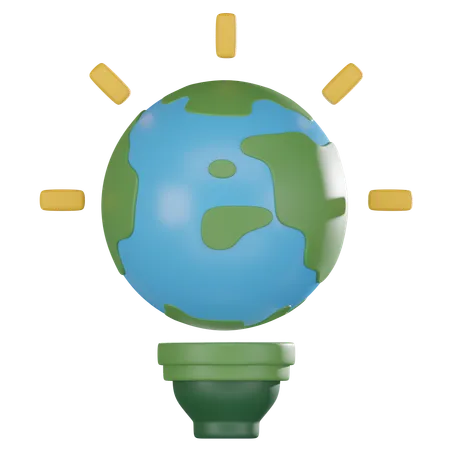 Featuring A Light Bulb Encapsulating The World Perfect For Eco Conscious Projects Symbolizing Conservation And Sustainable Energy 3 D Render Illustration 3D Icon