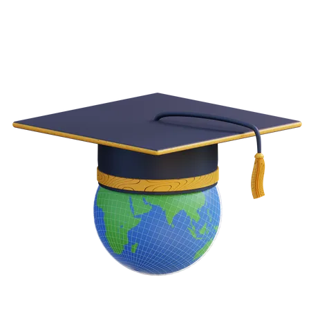 3 D Illustration Of World Graduation 3D Icon