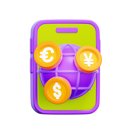 Global Mobile Currency  3D Icon