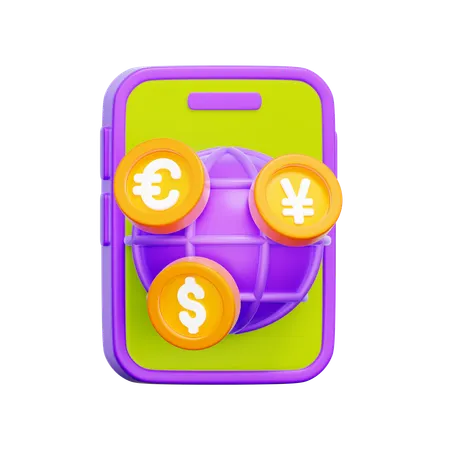 Global Mobile Currency  3D Icon