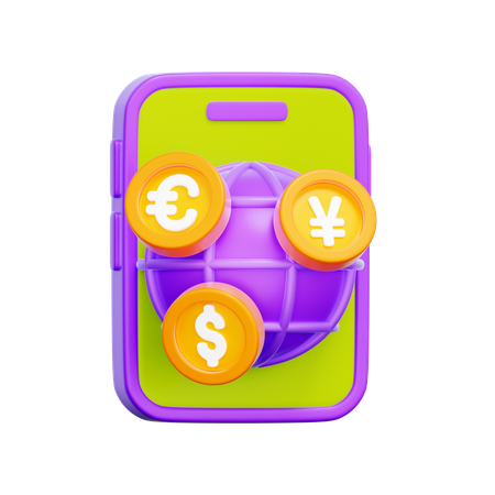 Global Mobile Currency  3D Icon