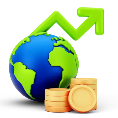 Global Money Growth  3D Icon