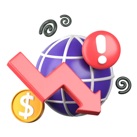 Global Recession 3 D Economic Crisis Icon 3D Icon