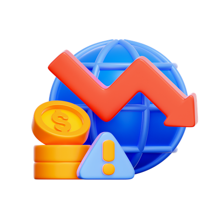 Global Recession Warning  3D Icon