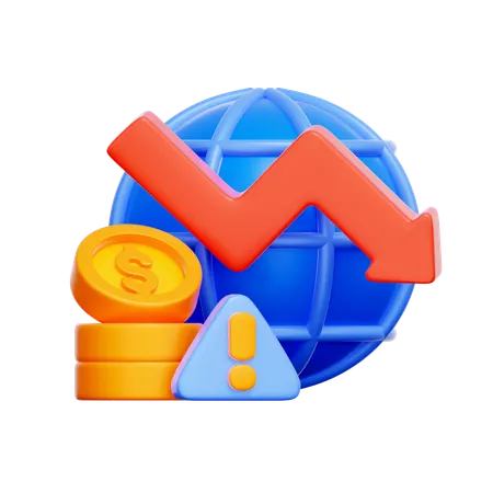 Global Recession Warning  3D Icon