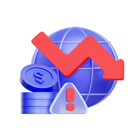 Global Recession Warning  3D Icon