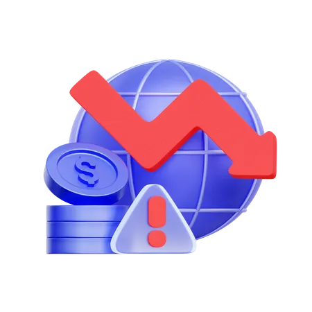 Global Recession Warning  3D Icon
